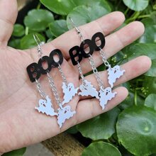 Halloween Con ma Vật rủ xuống Hoa tai - Đen và trắng - Xem 1