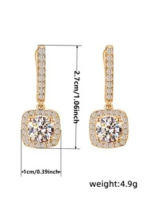 1 Pair Romantic Cubic Zirconia Teardrop Earrings, Suitable For Women, Can Be Worn For Weddings, Engagements, Anniversaries, Parties, Valentine's Day, Also Makes A Great Gift For Mothers, Mother's Day, Etc. - Yellow Gold - View 6