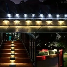 4pcs Mặt trời Ánh sáng Năng lượng mặt trời Cầu thang Ánh sáng Chống thấm nước ngoài trời Sân vườn Đối với Sân vườn Con đường ( Trắng ) - 4 đèn đen + trắng - Xem 5