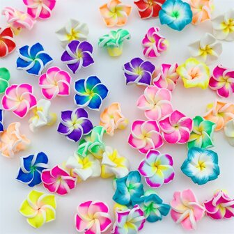 20pcs Soft Clay Colorful Flower Shaped Beads For Diy Jewelry Making, Random Color Valentines