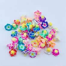 20 pièces Perles en forme de fleurs colorées en argile douce pour la fabrication de bijoux DIY, couleurs variées, Saint-Valentin