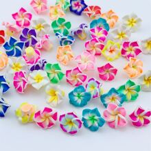 20 pièces Perles en forme de fleurs colorées en argile douce pour la fabrication de bijoux DIY, couleurs variées, Saint-Valentin