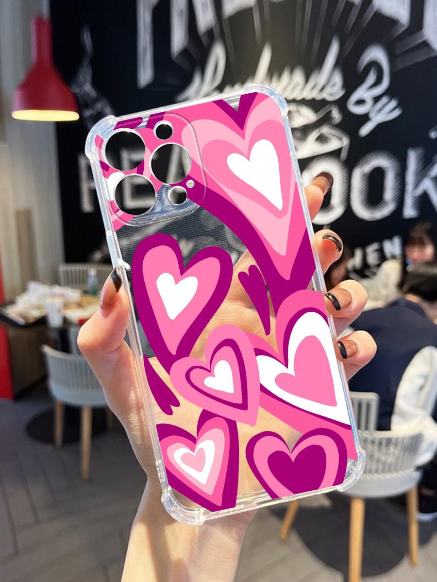 Heart Pattern Clear Phone Case - Multicolor - View 1