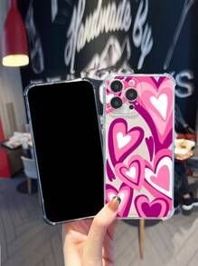 Heart Pattern Clear Phone Case - Multicolor - View 3