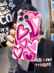 Heart Pattern Clear Phone Case - Multicolor - View 2