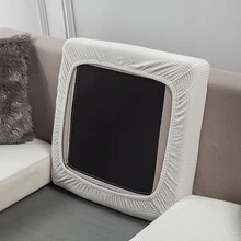 3pcs Solid Color Coral Fleece Seat Cushion Cover + Sofa Cover + Throw Pillow Cover - White - View 2