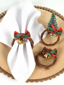 1 件手工人造藤聖誕弓和鈴鐺餐巾環,適用於餐桌裝飾,適合聖誕派對、婚禮和其他家庭、餐廳、酒店、鄉村別墅等慶祝活動。 - 彩色 - 查看 4