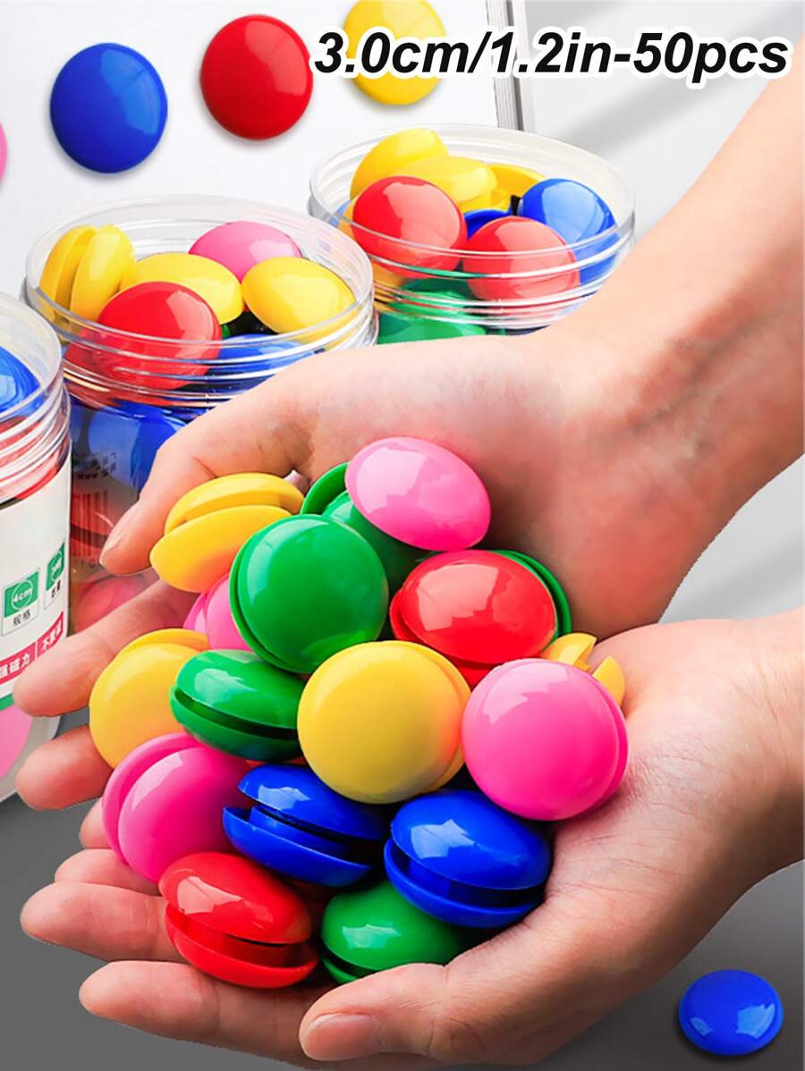 50 cái Đầy màu sắc Tròn Nam châm Với 3cm Đường kính Đối với Tủ lạnh , Bảng trắng , Bảng tin Và Tường , Đến 4 A4 Giấy tờ - Nhiều màu - Xem 1