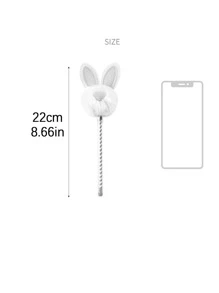 1 Pieza Pluma Neutral Decorada Con Orejas De Conejo Y Pompón De Conejito Para Niños, Papelería Creativa - Rosa - Ver 5