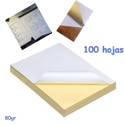 Papel Adhesivo Mate Blanco Tamaño Carta 100 Hojas Etiquetas,100 hojas de papel autoadhesivo para etiquetado [Compatibilidad: impresoras de inyección de tinta],100 hojas (1 paquete), 210x297 mm, amarillo mate