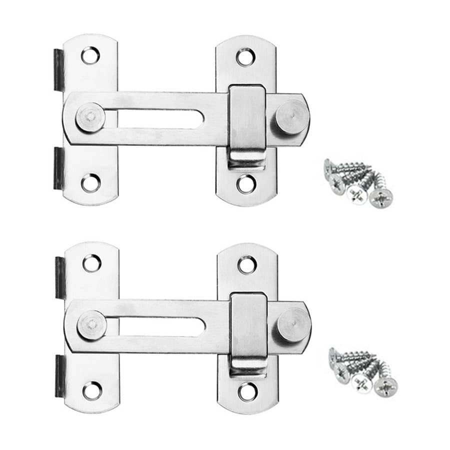 2 juegos/2 piezas Cerrojo de puerta de acero inoxidable, Cerrojo de puerta tipo pestillo - Plateado - Ver 1