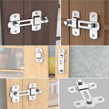 2 juegos/2 piezas Cerrojo de puerta de acero inoxidable, Cerrojo de puerta tipo pestillo - Plateado - Ver 2