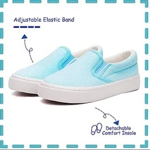 Kids Sparkle Sequins Glitter Slip On Shoes - Màu xanh lam - Xem 2