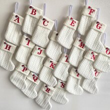 1pc Solid Color Wool Knitted Christmas Socks Embroidered Letters Children's Candy Gift Bag Twist Long Gift Bag Decoration Home Socks 3 Colors, Halloween, Spooky, Autumn, Holiday, Festival,Home Decor ,Room Decor,Wall Decor