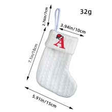 1pc Solid Color Wool Knitted Christmas Socks Embroidered Letters Children's Candy Gift Bag Twist Long Gift Bag Decoration Home Socks 3 Colors, Halloween, Spooky, Autumn, Holiday, Festival,Home Decor ,Room Decor,Wall Decor