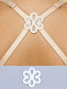 3pcs/set Bra Strap Anti-slip Buckles With Flower Design - White - View 1