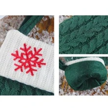 1pc Solid Color Wool Knitted Christmas Socks Embroidered Letters Children's Candy Gift Bag Twist Long Gift Bag Decoration Home Socks 3 Colors, Halloween, Spooky, Autumn, Holiday, Festival,Home Decor ,Room Decor,Wall Decor