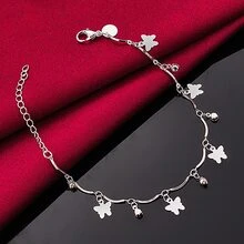 925纯银镀层蝴蝶AAA级锆石手链，女士时尚婚礼订婚派对饰品 - 銀色 - 查看 4