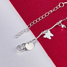 925纯银镀层蝴蝶AAA级锆石手链，女士时尚婚礼订婚派对饰品 - 銀色 - 查看 5