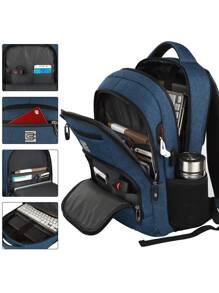 筆記型電腦背包,商務出行防盜細身耐用電腦背包,帶usb充電口,防水大學電腦袋適用於15.6英寸筆記型電腦和筆記本電腦-藍色 - 藍色 - 查看 3