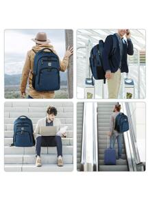 筆記型電腦背包,商務出行防盜細身耐用電腦背包,帶usb充電口,防水大學電腦袋適用於15.6英寸筆記型電腦和筆記本電腦-藍色 - 藍色 - 查看 8