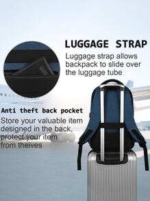 筆記型電腦背包,商務出行防盜細身耐用電腦背包,帶usb充電口,防水大學電腦袋適用於15.6英寸筆記型電腦和筆記本電腦-藍色 - 藍色 - 查看 7