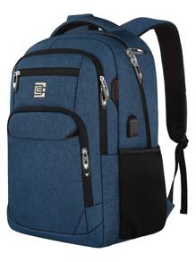 筆記型電腦背包,商務出行防盜細身耐用電腦背包,帶usb充電口,防水大學電腦袋適用於15.6英寸筆記型電腦和筆記本電腦-藍色 - 藍色 - 查看 1