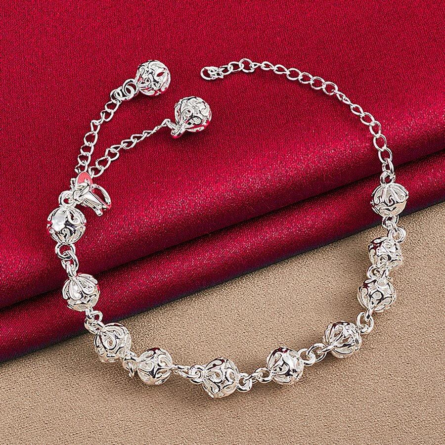 925 Sterling Silver Plated Beautiful Bracelets Noble Top Pretty Fashion Wedding Party Cute Lady Nice Ball Women Bracelet Jewelry - Silver - View 1