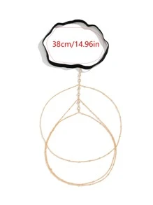 1入組女士時尚水鑽裝飾大腿鏈適合女士適用於裝飾用品 - 金色 - 查看 5