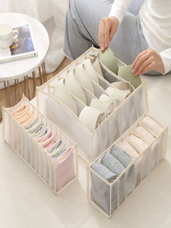 Underwear Storage Box Set Socks Bra Panties Compartment Grid Organizer Bag For Closet Home