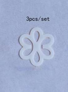3pcs/set Bra Strap Anti-slip Buckles With Flower Design - White - View 3