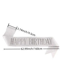 1入組(快樂生日)銀肩帶生日派對裝飾用品生日派對禮儀禮品