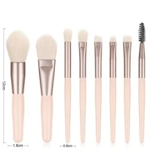 8pcs Mini Short Handle Makeup Brush Set With Envelope Bag, Portable & Soft Bristle For Beginners, Morandi Series,Brush Set,Makeup Brush Kit,Make Up Brush Set,Make Up Set Complete,Makeup Brush Set,Complete Makeup Kit,Brush Kit,Brushes Makeup Set,Makeup Gift Set - Apricot - View 3