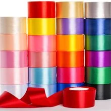 1/5 Pcs Colorful Gift Wrapping Ribbons, Satin Ribbons, Silk Ribbons, 4cm Wide, For Artificial Rose Flower DIY, Gift Packaging - Orange - View 3