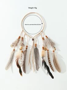 1 PC Beige Color Boho Feather Headband Bohemian Headband Feather Headpiece Feather Hair Jewelry Festival Headpiece Bohemian Feather Extension Boho Headpiece For Women Tiaras Turban Headband Sweatband, School Stuff, College, Headbands Fall Winter Hair Band Hair Accessories For Women For Vacation Outfits Woman Elegant Scarf Women Bandanas Soft Headwrap - Beige - View 4