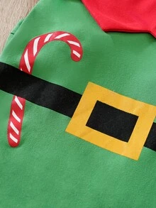 1 件绿色圣诞老人连帽宠物角色扮演服装