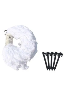 1 件超大万圣节蜘蛛网装饰，黑/白蜘蛛网带桩，适用于室内/室外万圣节装饰，幽灵鬼屋派对道具恐怖场景设置，还包括 1 件毛绒黑蜘蛛 - 白色 - 查看 5