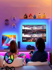 1 pieza 12 LED de plástico 5050 RGB Tira de luces LED , moderno Tira de luces LED con control remoto para sala de estar Decoración - Multicolor - Ver 2