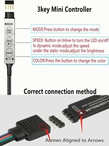 1 pieza 12 LED de plástico 5050 RGB Tira de luces LED , moderno Tira de luces LED con control remoto para sala de estar Decoración - Multicolor - Ver 5