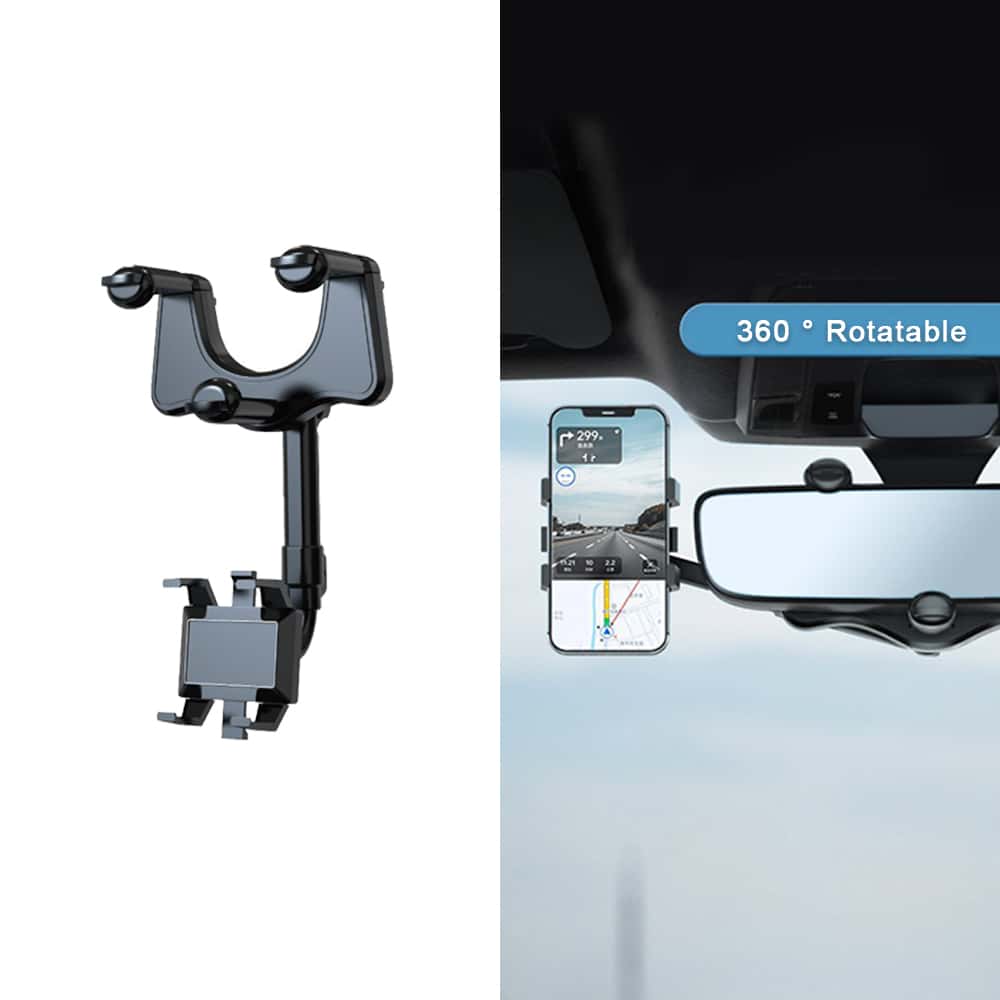 1 pieza universal negro ABS retrovisor del coche Espejo montar Soporte - Negro - Ver 1