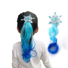 1pc Children's Wig Design Hair Clip Hair Accessories Gradient Color Princess Wig Hairpin For Little Girl - Blue - View 1