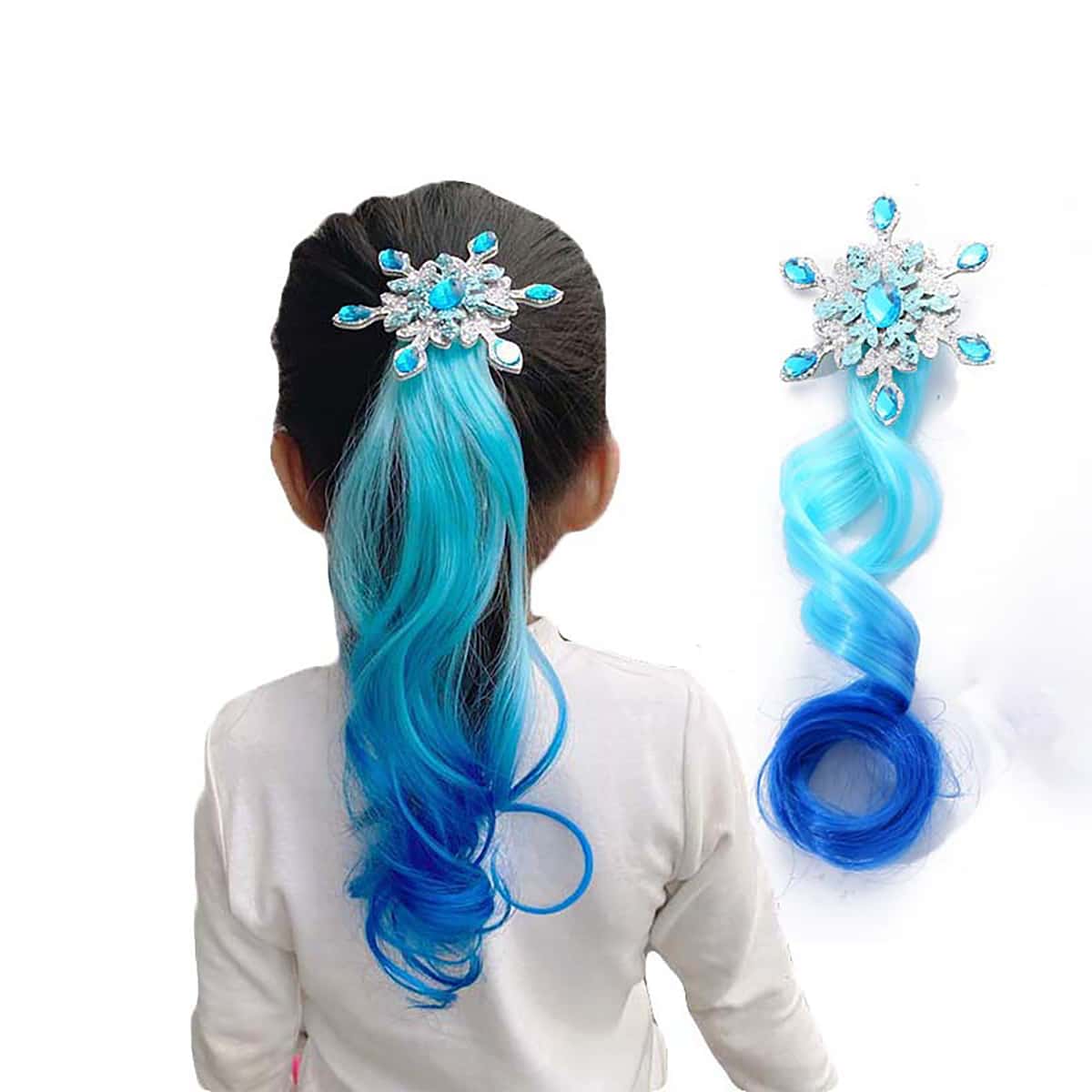 1pc Children's Wig Design Hair Clip Hair Accessories Gradient Color Princess Wig Hairpin For Little Girl - Blue - View 1