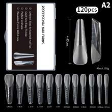 1 Hộp 120 Chiếc Móng Tay Nghệ Thuật Không Giấy Dạng Nhanh Chóng Xây Dựng Gel UV Nối Dài Khuôn Chà Nhám Pha Lê đóng Hộp Ấn Vào Móng Tay Đồ Dùng Làm Móng - xanh quân đội - Xem 1