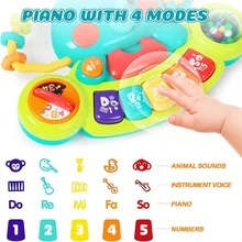 婴儿音乐玩具 6 个月，7 合 1 婴儿钢琴音乐玩具，适合 1 岁男孩女孩，大象钢琴键盘感官玩具，适合 6 9 12 个月幼儿早期教育玩具 - 藍色 - 查看 5