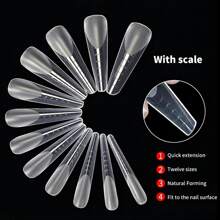1 Hộp 120 Chiếc Móng Tay Nghệ Thuật Không Giấy Dạng Nhanh Chóng Xây Dựng Gel UV Nối Dài Khuôn Chà Nhám Pha Lê đóng Hộp Ấn Vào Móng Tay Đồ Dùng Làm Móng - xanh quân đội - Xem 2