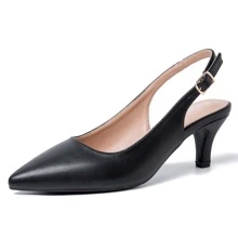 Women's Slingback Kitten Heel Pointed Closed Toe Low Heel Pumps Elegant Comfortable Dress Wedding Evening Bridal Party Shoes - màu đen - Xem 1