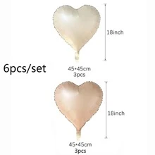 1pc/6pcs Cream Heart Shaped Balloon, Caramel Love Foil Inflatable Floating Air Balloon For Birthday Party Outdoor Decor