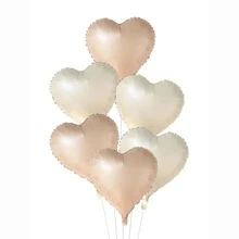 1pc/6pcs Cream Heart Shaped Balloon, Caramel Love Foil Inflatable Floating Air Balloon For Birthday Party Outdoor Decor