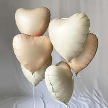 1pc/6pcs Cream Heart Shaped Balloon, Caramel Love Foil Inflatable Floating Air Balloon For Birthday Party Outdoor Decor