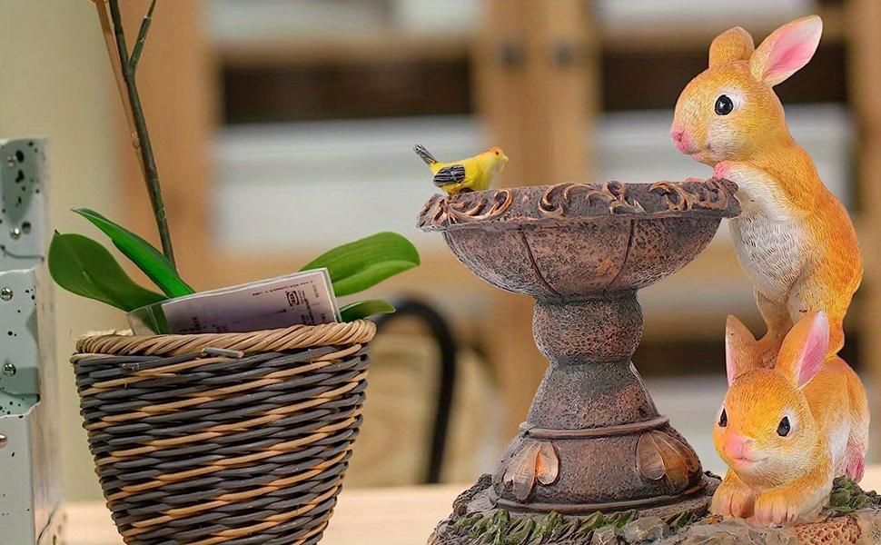 Bunny Lantern Solar Rabbit Garden Statue - Color-Changing LED